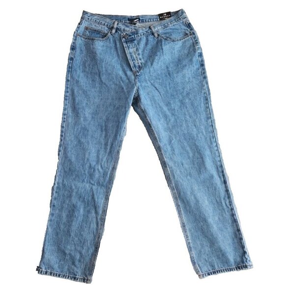 Fashion Nova Curve Crossover Straight Leg Jean Medium Wash SZ 14 Botton Fly NWT - Picture 13 of 16